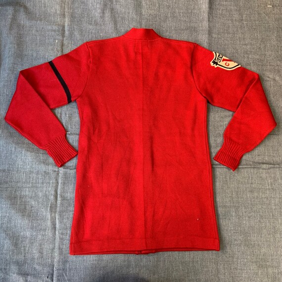 1950s Red Letterman Button Up Sweater - image 2