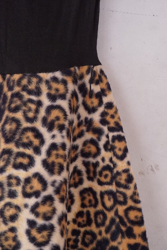 Faux Fur Leopard Skater Skirt Dress - image 1