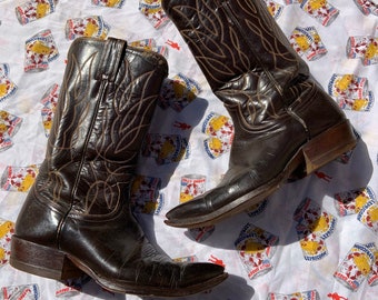 1950er Jahre dunkelbraun Leder Cowboy Stiefel