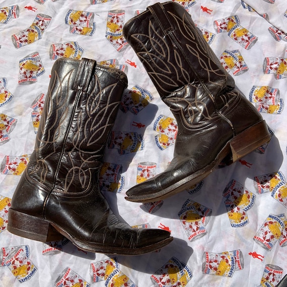 1950s  Dark Brown Leather Cowboy Boots - image 1