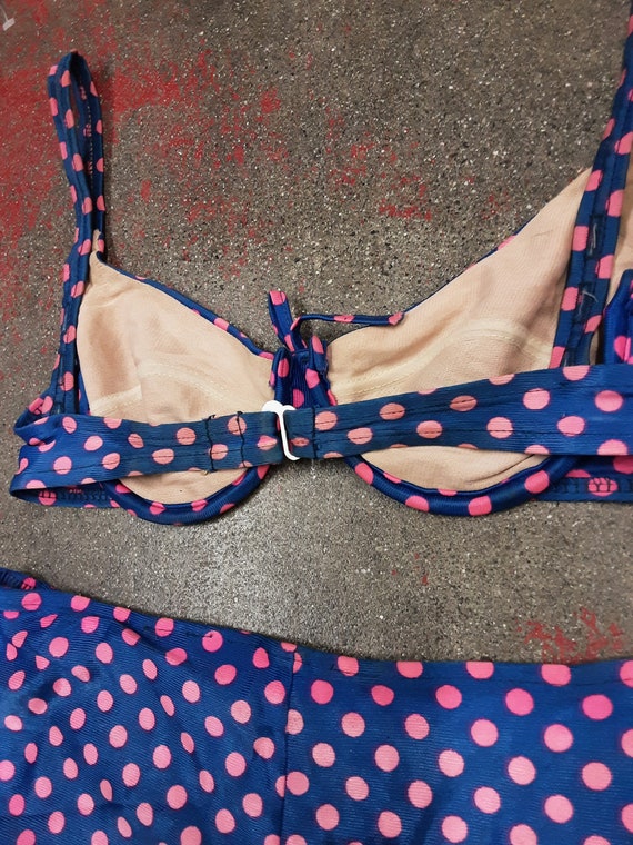 1980s Blue and Pink Polka-dot Bikini - Gem