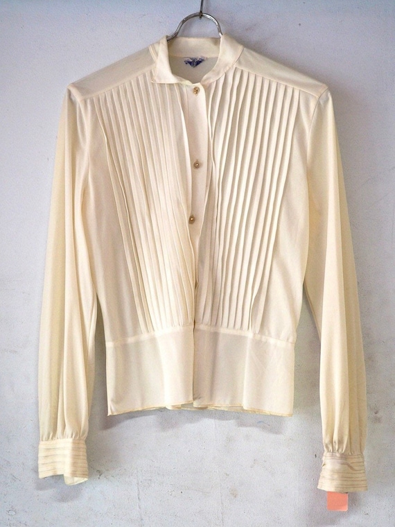 1940’s Pin Tuck Blouse Nylon Long Sleve - image 1