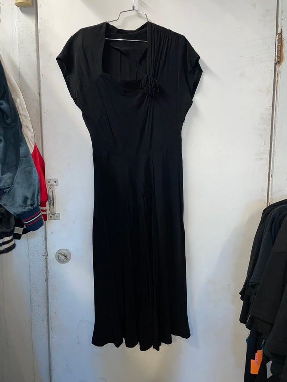 1940s Black Dress with draping details