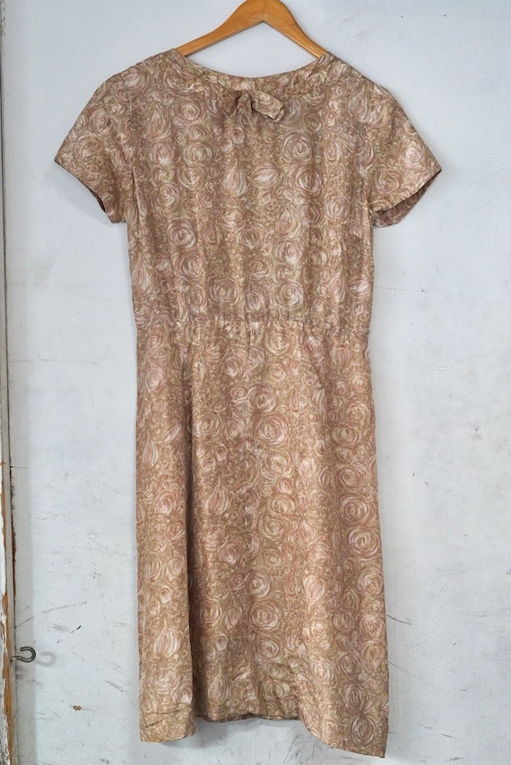 1950s Silk Dress with Bow Size Medium - image 1