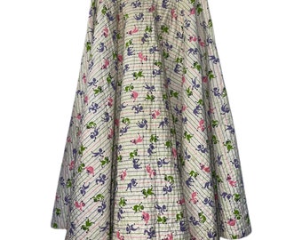 1950s Quilted novelty Print Circle Skirt