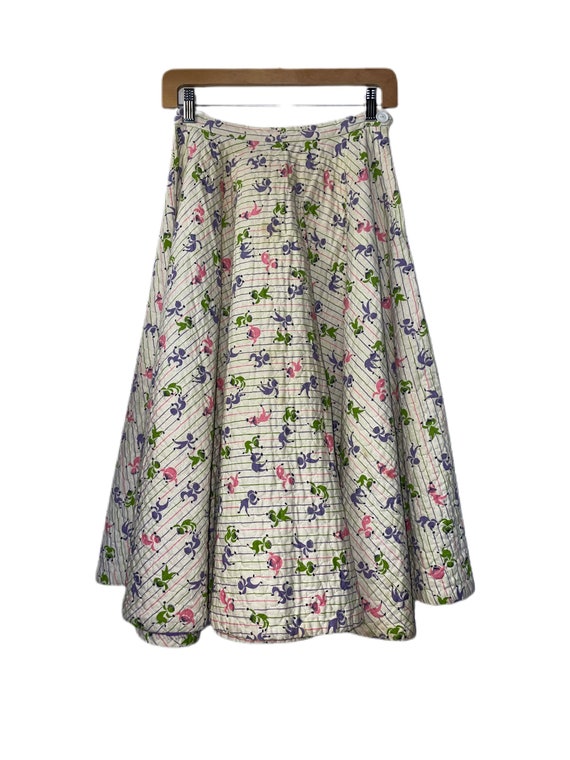 1950s Quilted novelty Print Circle Skirt