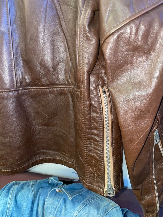 1960s Chocolate Brown Leather Cafe Racer Jacket - image 7