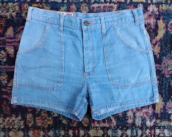 Pantalones cortos vaqueros de algodón de Jandy's Place, estilo vintage de los años 70 o principios de los 80 // Cintura de 81 cm (32")