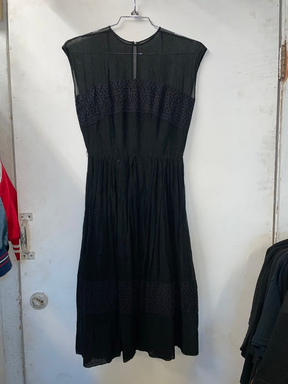 1950s Black Cotton Day Dress