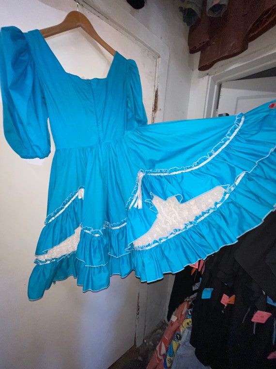 1970s Blue Square Dancing Dress - image 4