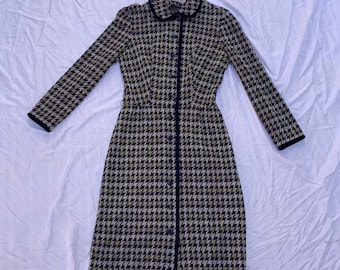 1960s Blue And Green Hound Tooth Dress/Jacket