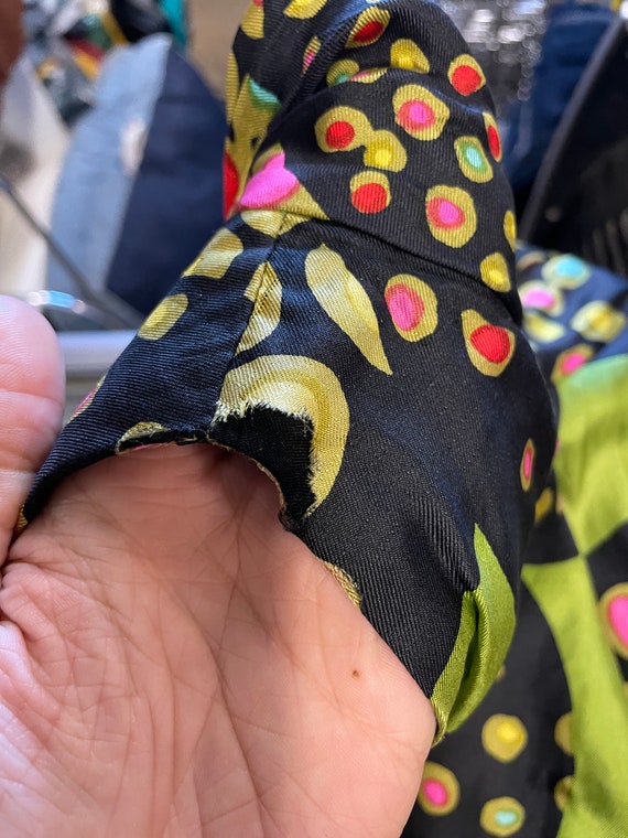 1960s Abstract Pattern Mod Sleeveless Mock Neck D… - image 9