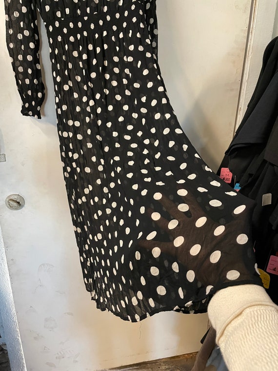 Smocked Sheer Polkadot 1990s does 1930s Dress - image 2