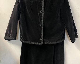 1950s Black Velvet Skirt Suit
