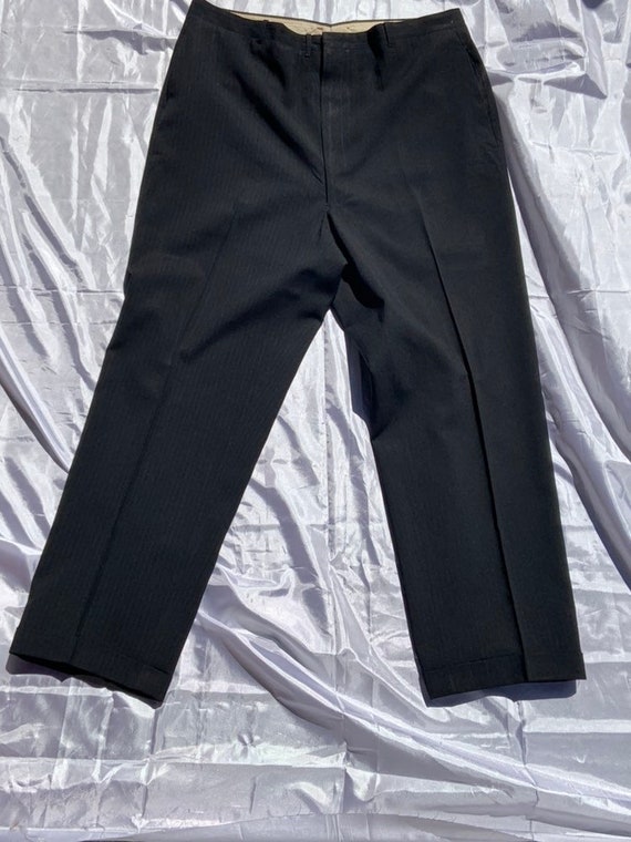 1960 Black Flat Front Trouser - image 1