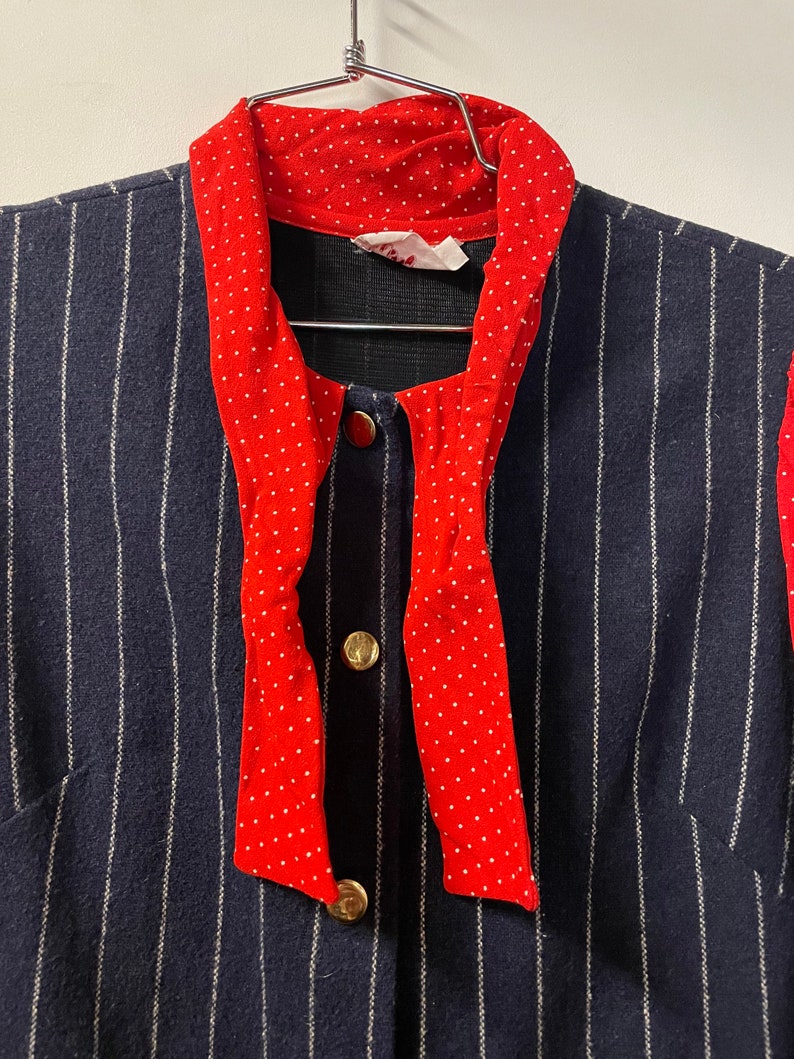 Mod 1960s Navy Blue Wool Pinstripe Dress Etsy