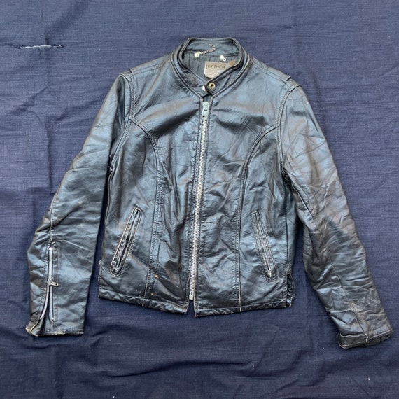 1950s Woman’s Black Cafe Racer Leather Jacket - image 1