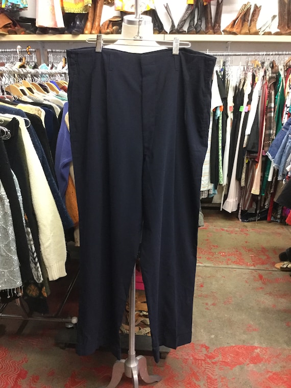 Midnight Blue Navy 1950’s Trouser Pants cuffed