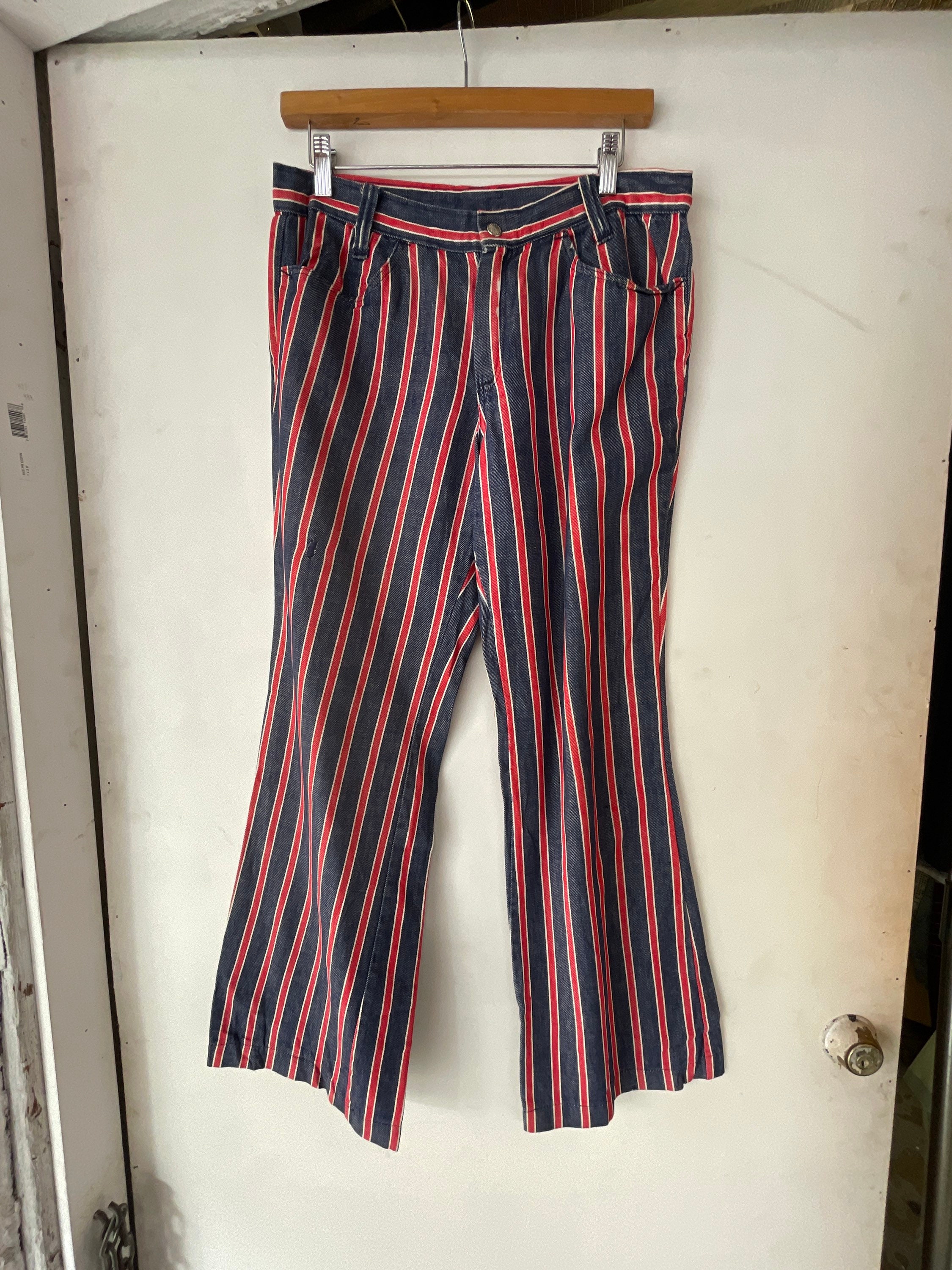 Mens 1960s/70s Red Striped Jeans - Etsy