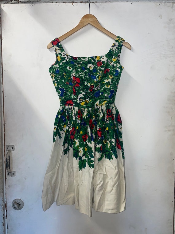 1950s Floral Pique Sundress - image 1