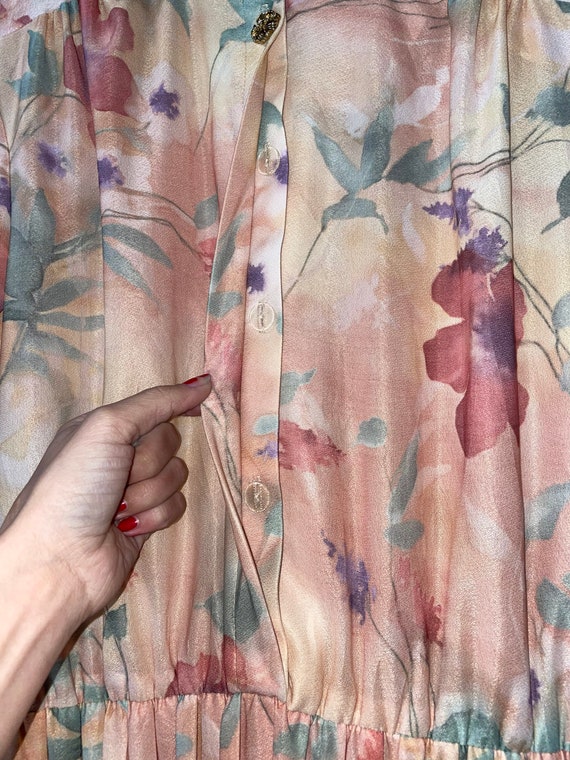 1970s Watercolor Floral Dress - image 3