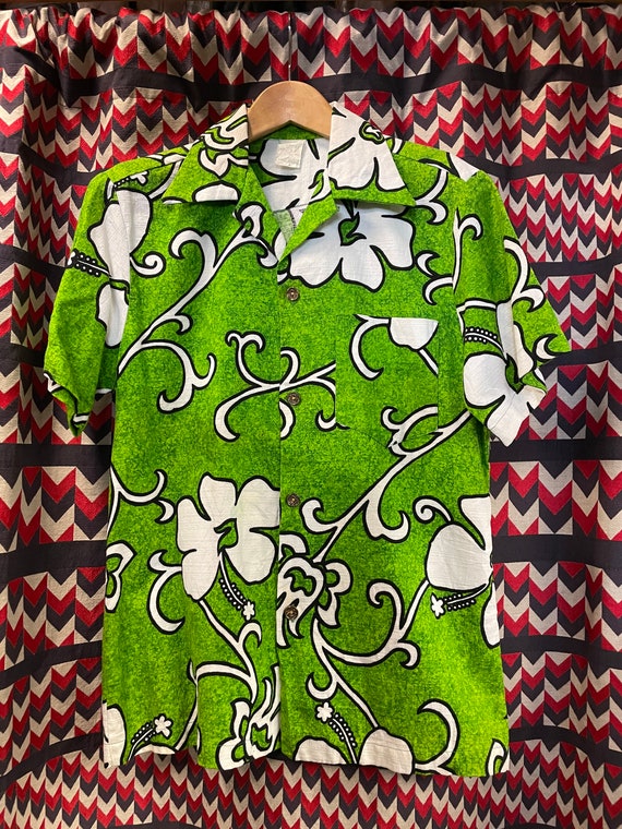 1970s Bark Cloth Tiki Hawaiian Shirt