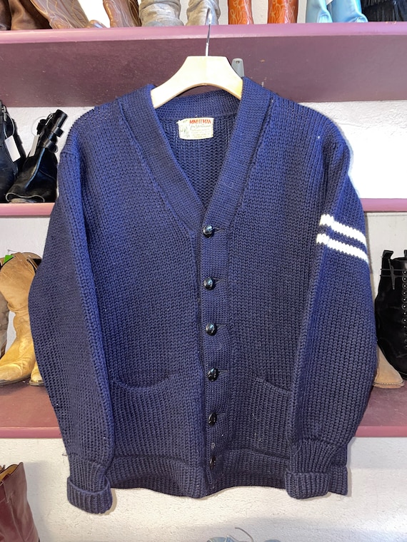 1950s Minute Man Sports Varsity Cardigan Sweater … - image 1