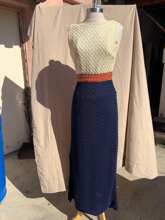 1960s Popcorn Knit Maxi Dress and Jacket Set Etsy