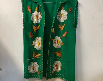 1950 Souvenir Tourista Chaleco con bordado de flores