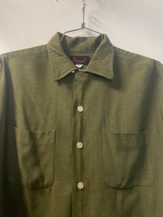 1960s Wool Flannel Army Green Mens shirt - image 2