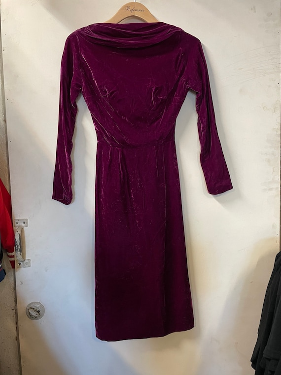 1960s Magenta Crushed Velvet Cocktail Dress