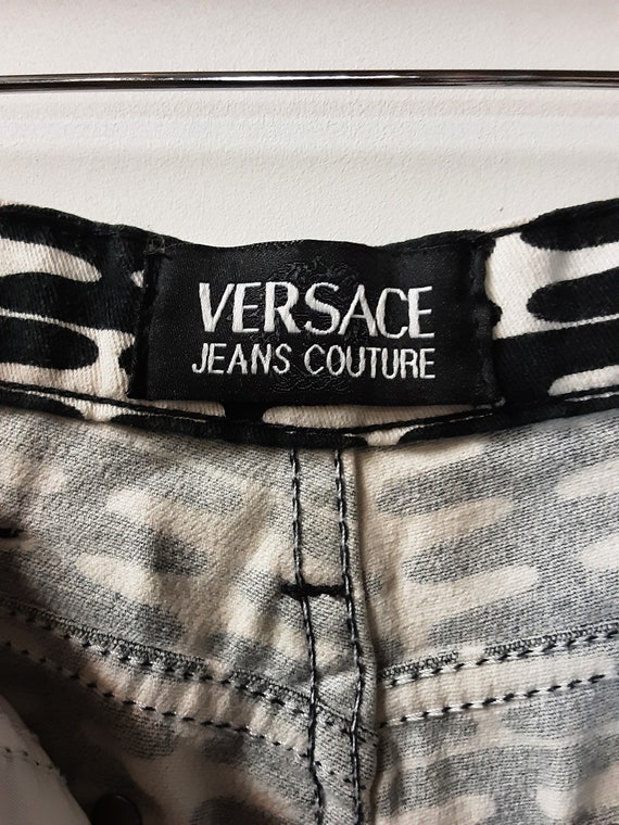 Versace Y2k Fashion Black and White Op Art Jeans - image 2
