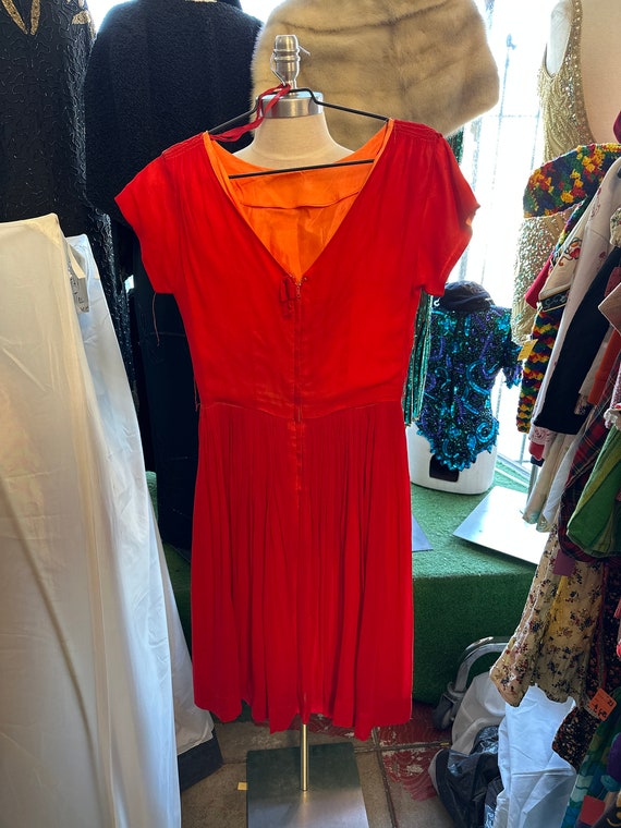 1950s Vermillion Red  Dress - image 2