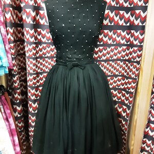 1950s Black Chiffon Rhinestone Cocktail Dress