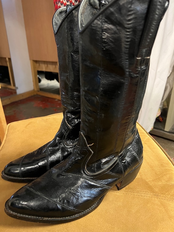 Men’s Black Eel Skin Cowboy Boots Gem