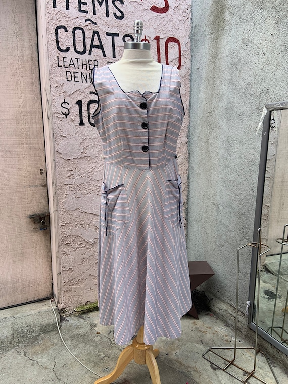 1950s White Sundress With Red And Blue