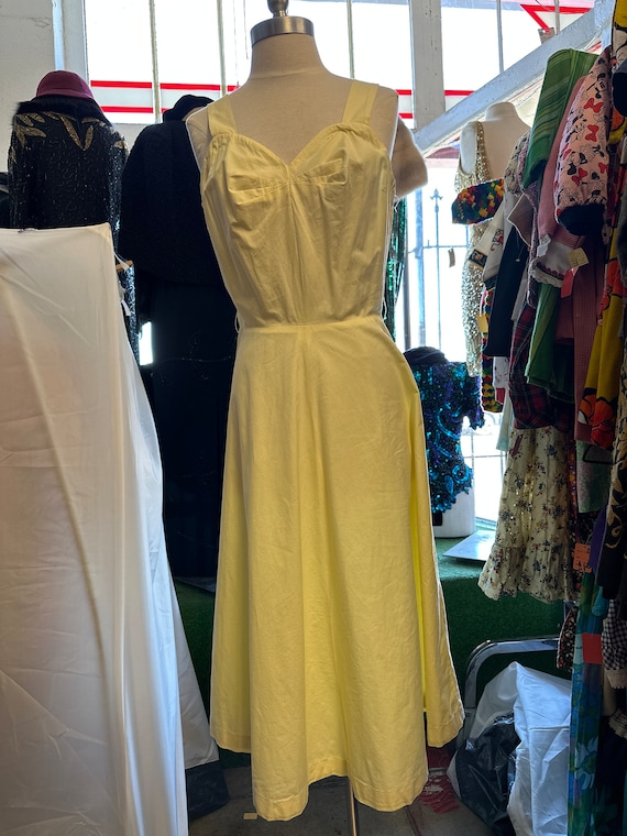 1950s Baby Yellow Day Dress - image 1