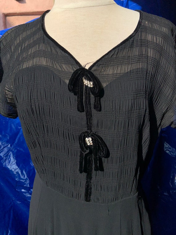 1950s Black Chiffon Dress - image 3