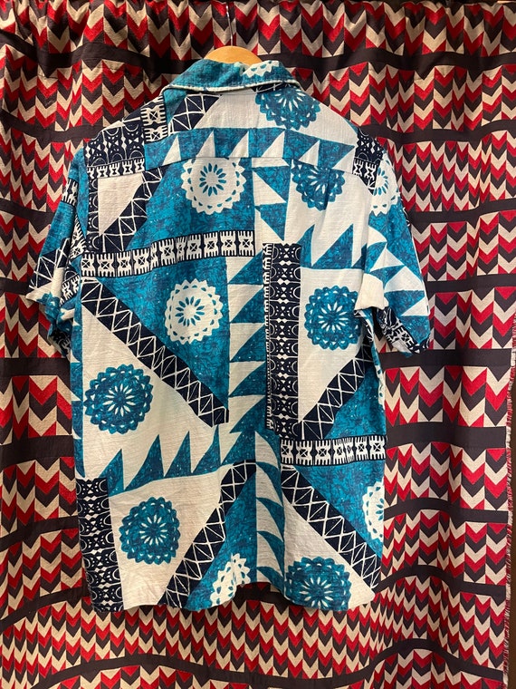 1960s Waltah Clarke’s Bark Cloth Tiki Hawaiian Sh… - image 6