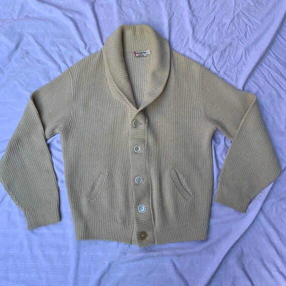 1950s Cream Shawl Collar Cardigan