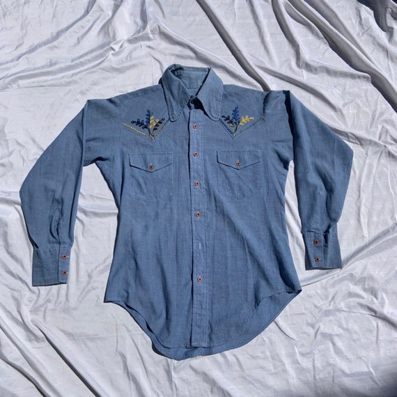 1970s Hand Embroiled Western Shirt