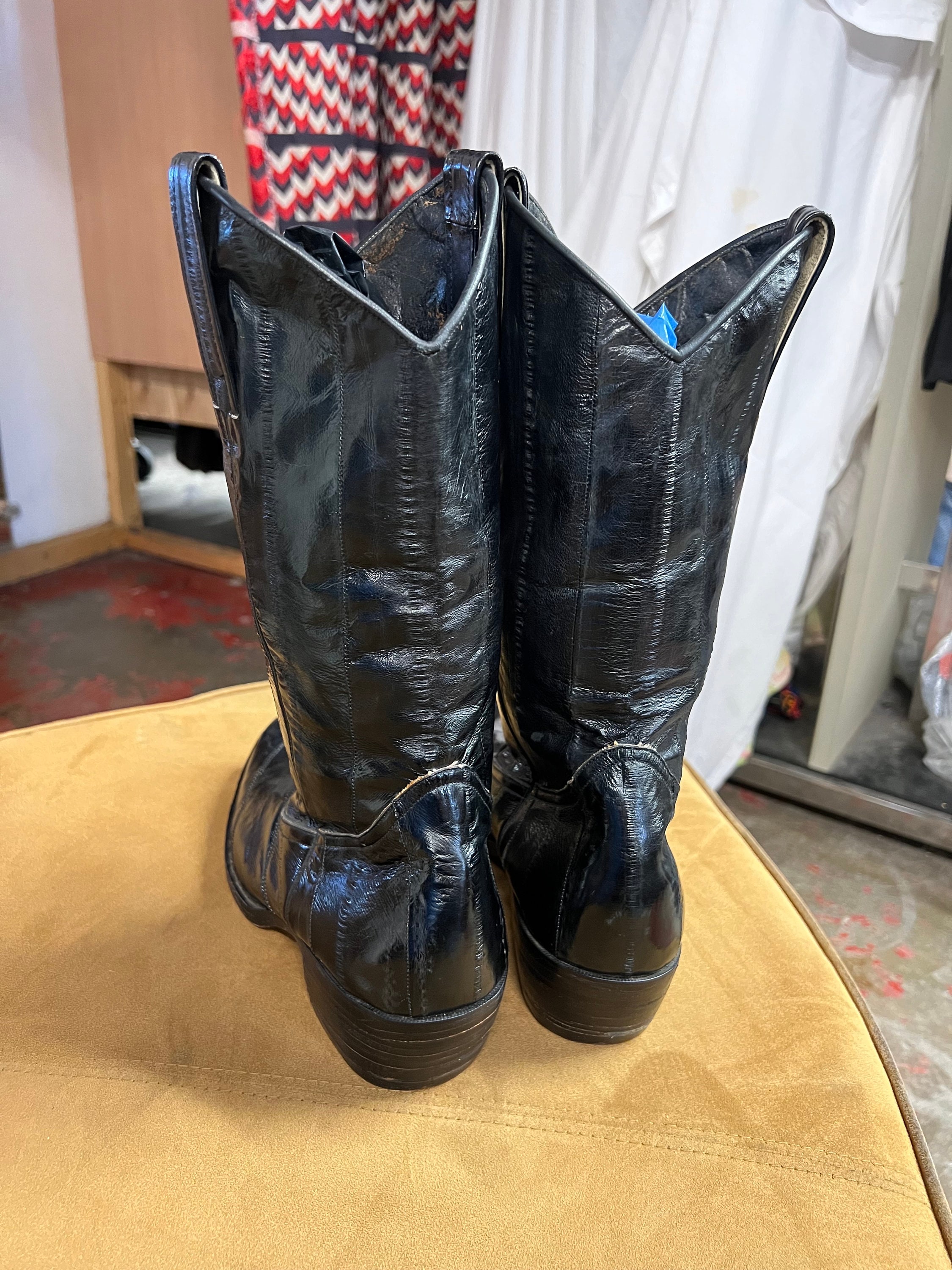 Mens Black Eel Skin Cowboy Boots Etsy UK