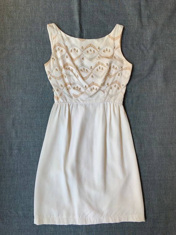 1950s Cream Cocktail Dress - image 1