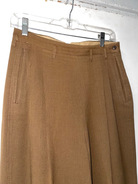 1950s Womens Brown Flat Front Side Zip Trousers - image 2