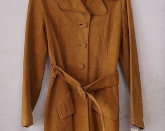 1960s Suede Belted Jacket Button Front