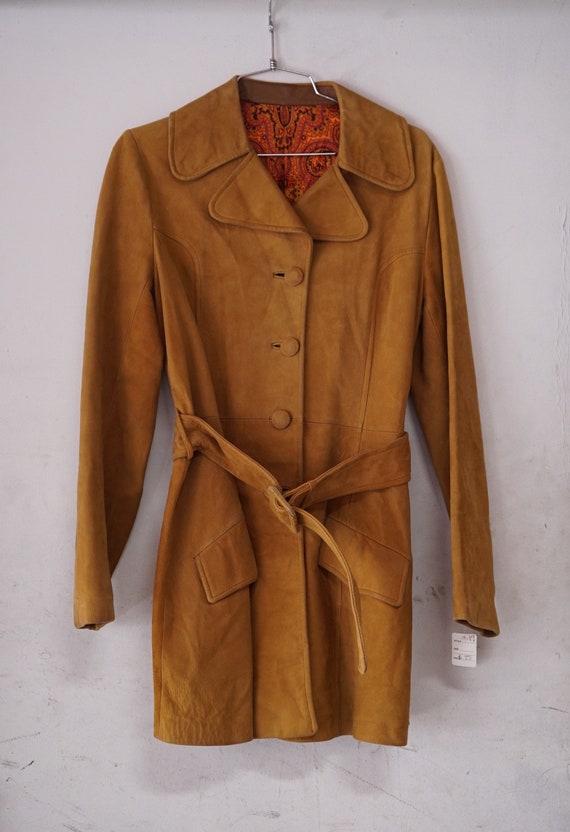 1960s Suede Belted Jacket Button Front