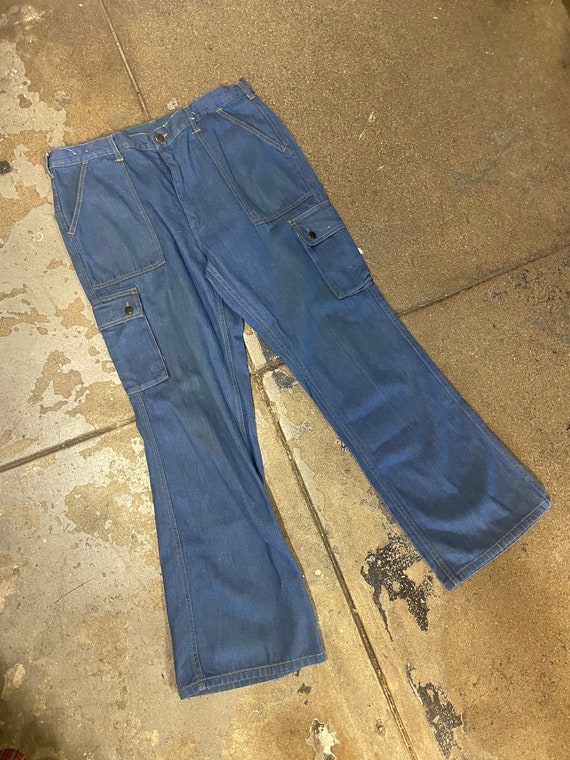 1970’s Jean Team Medium Wash Bellbottom Jeans Wit… - image 1