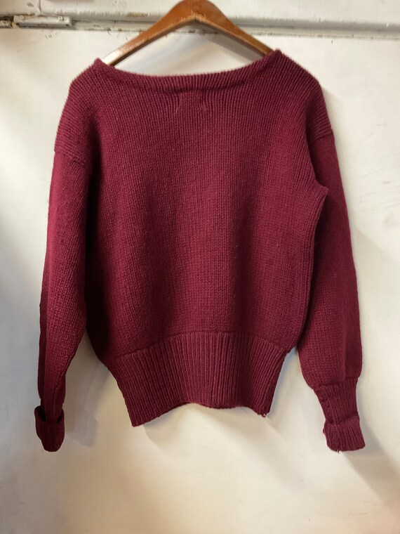 1940s Men’s Burgundy All Wool Sweater - image 2