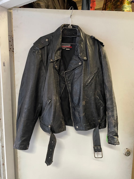 1980s Black Brooks Authentic Leather Jacket - image 1