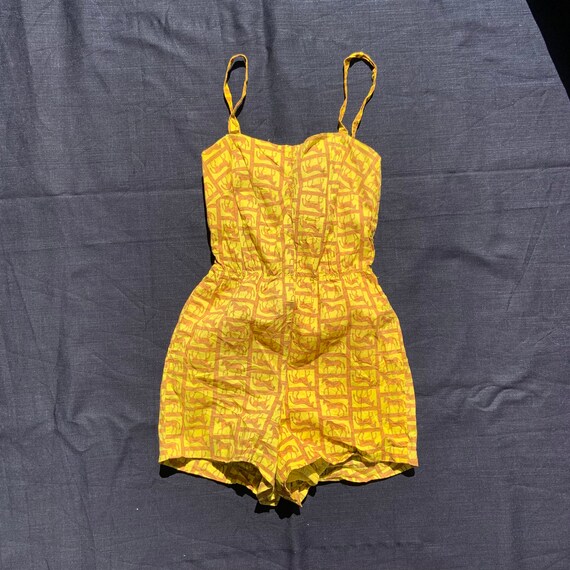 1950s Yellow Novelty Horse Print PlaySuit